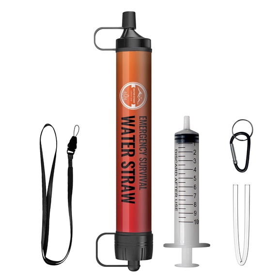 1 PACK Portable Water Filter Straw Mini Water Purifier Survival Gear for Emergencies, Hiking, Camping, Disaster Preparation-Orange