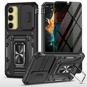ANTSHARE for Samsung Galaxy S25 Case, [1* Privacy Screen Protector & Slide Camera Protector] Built-in Rotatable Kickstand Ring Shockproof Phone Case for Samsung Galaxy S25