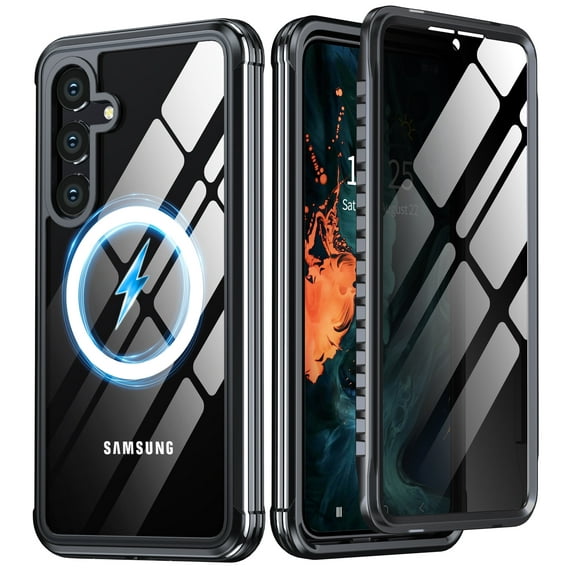 ANTSHARE for Samsung Galaxy S25 Plus Case, Built-in Anti Peep Screen Protector [Compatible with MagSafe], Anti-Peeping Magnetic Adsorption Full Body Double Protective Case For Samsung Galaxy S25 Plus
