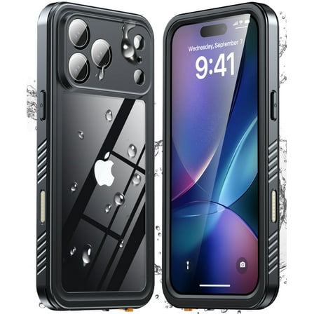 ANTSHARE for iPhone 17 Pro Max Case, Waterproof Built-in Screen Protector, [Full Body Shockproof] [Dustproof] [IP68 Underwater] Phone Case for iPhone 17 Pro Max- Black