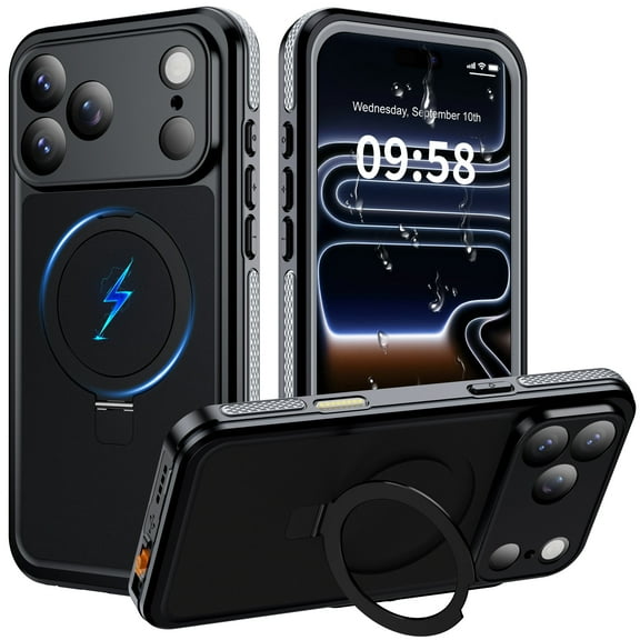 ANTSHARE Magnetic for iPhone 17 Pro Max Case Waterproof, Ring Invisible Stand Shockproof Protective Phone Case 6.9''