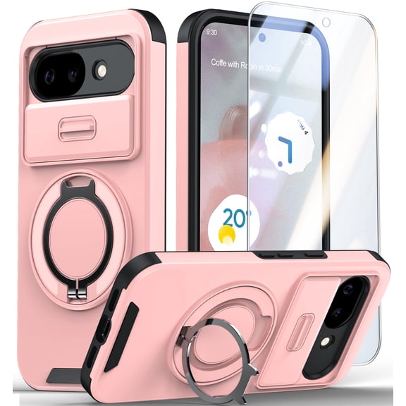ANTSHARE for Google Pixel 10a Case, [9H Screen Protector][Slide Camera Cover & Rotatable Kickstand] Military Grade Protection Shockproof Dropproof Bumper Cover for Pixel 10A 6.3"