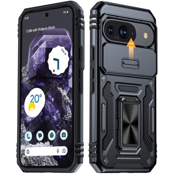 ANTSHARE for Google Pixel 9/ Pixel 9 Pro Case with Stand, Heavy Duty Shockproof Cases with Camera Cover, Phone Case for Google Pixel 9/ Pixel 9 Pro