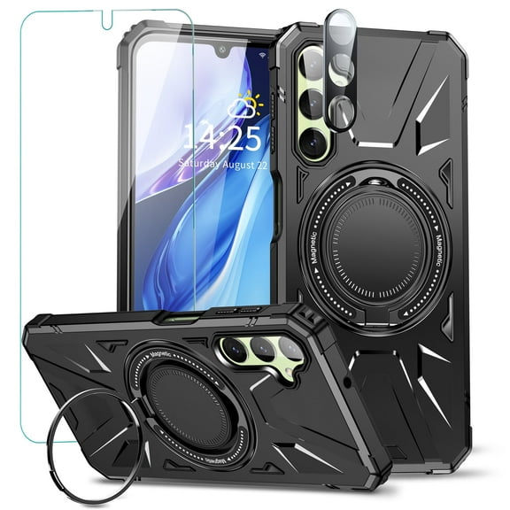 ANTSHARE for Samsung Galaxy S25 5G Case, 1* HD Screen Protector & Camera Protector, Slim Magnetic Rugged Stand Protective Phone Case for Samsung Galaxy S25
