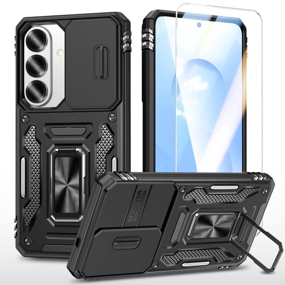 ANTSHARE for Samsung Galaxy S26 5G Case with HD Screen Protector & Slide Camera Cover & Rotated Ring Kickstand, [Military-Grade] Phone Case for Galaxy S26 5G