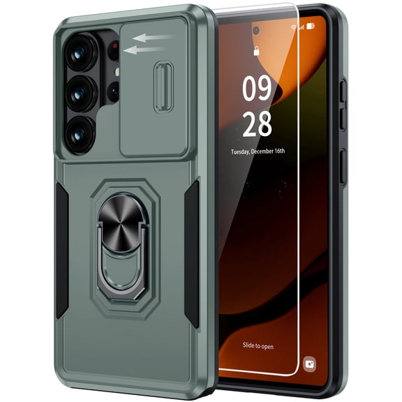 ANTSHARE for Samsung Galaxy S26 Ultra Case Built in Slide Camera Lens Cover & Screen Protector & Ring Holder, Heavy Duty Shockproof Full Body Phone Cover