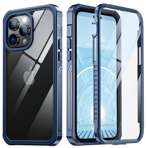 ANTSHARE For iPhone 14 Pro Max Case, Built-in 9H Screen Protector, Full Body Protective Shockproof Cover For iPhone 14 Pro Max-Blue
