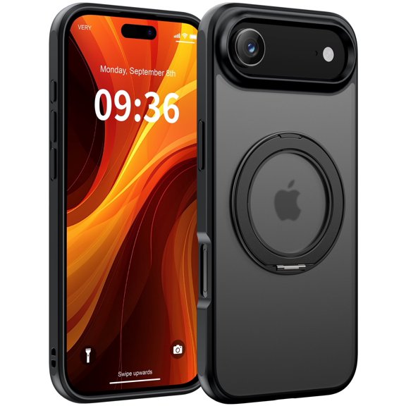 ANTSHARE Magnetic Ring Stand for iPhone 17 Air Case, Drop Protection Case for iPhone 17 Air 6.5", Matte Black