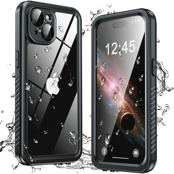 ANTSHARE i15 Waterproof Shockproof Cell Phone Case with Lanyard for iPhone 15, Black