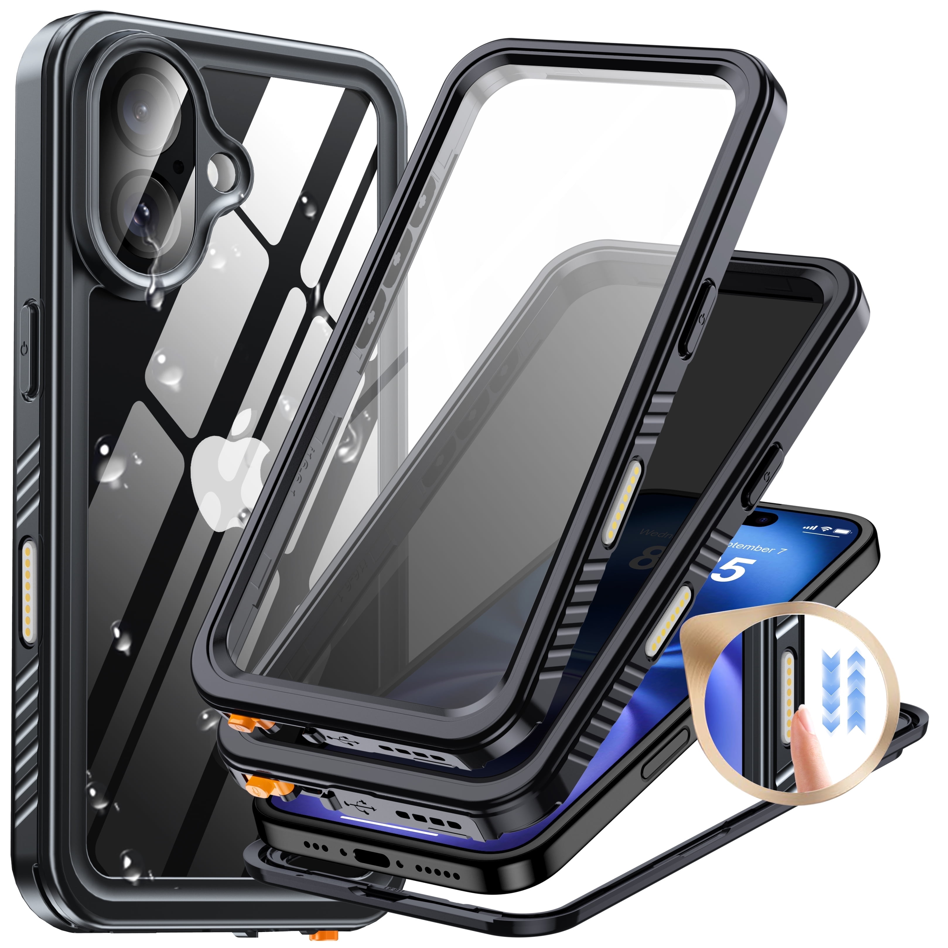 ANTSHARE for iPhone 16 Pro Case, Double Front Frame Built-in HD
