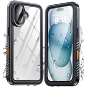 ANTSHARE For iPhone 16 Case, Waterproof Built-in Screen Protector, [12 FT Military Drop Proof] [Full Body Shockproof] [Dustproof] [IP68 Underwater] Phone Case For iPhone 16 6.1''- Black