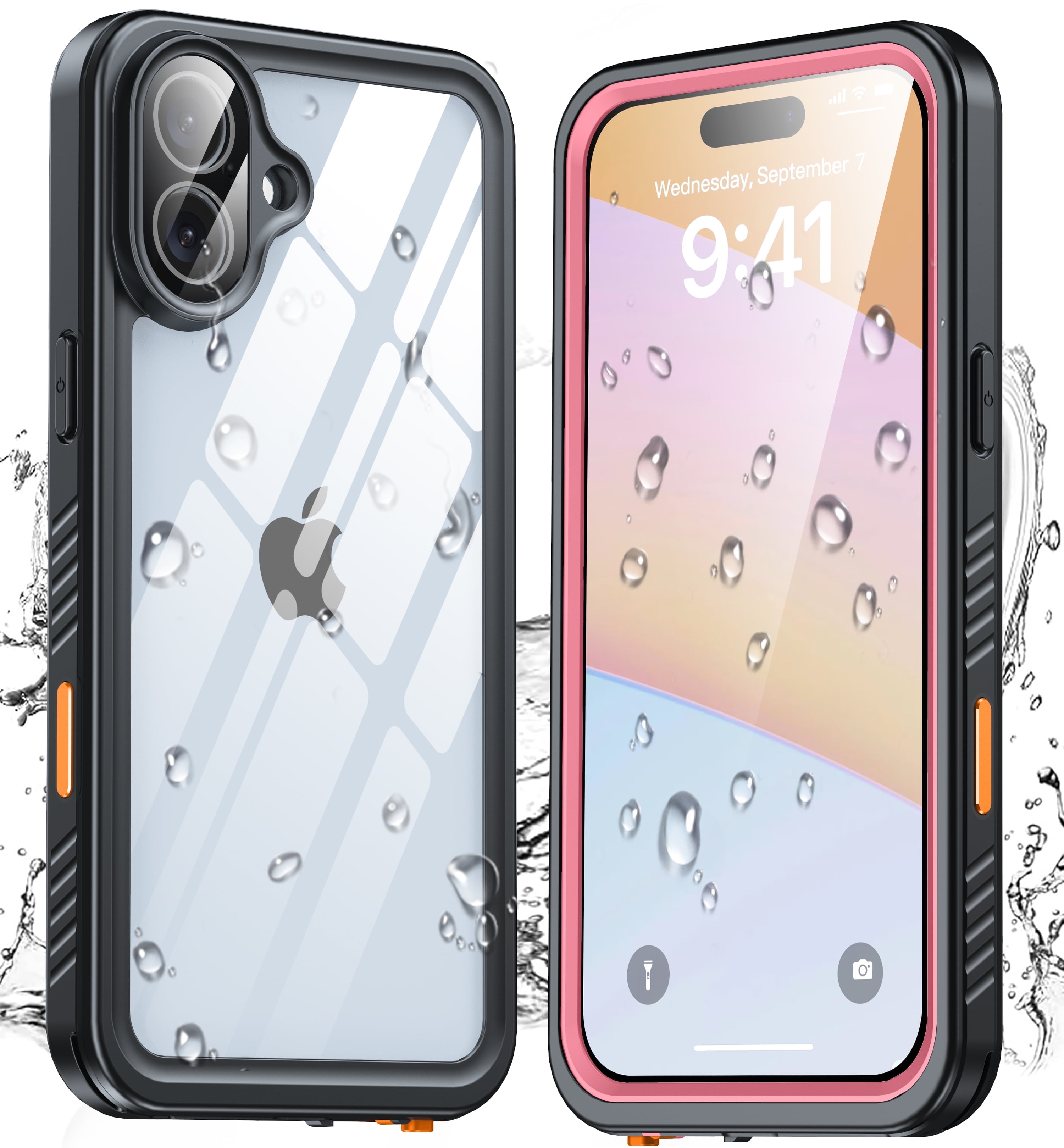 ANTSHARE For iPhone 16 Plus Case, Waterproof Built-in Screen Protector, [12 FT Military Drop Proof] [Full Body Shockproof] [Dustproof] [IP68 Underwater] Phone Case For iPhone 16 Plus 6.7''- Pink