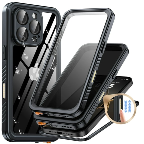 ANTSHARE for iPhone 16 Pro Case, Double Front Frame Built-in HD Screen Protector + Privacy Screen Protector, Waterproof Phone Case for iPhone 16 Pro-Black