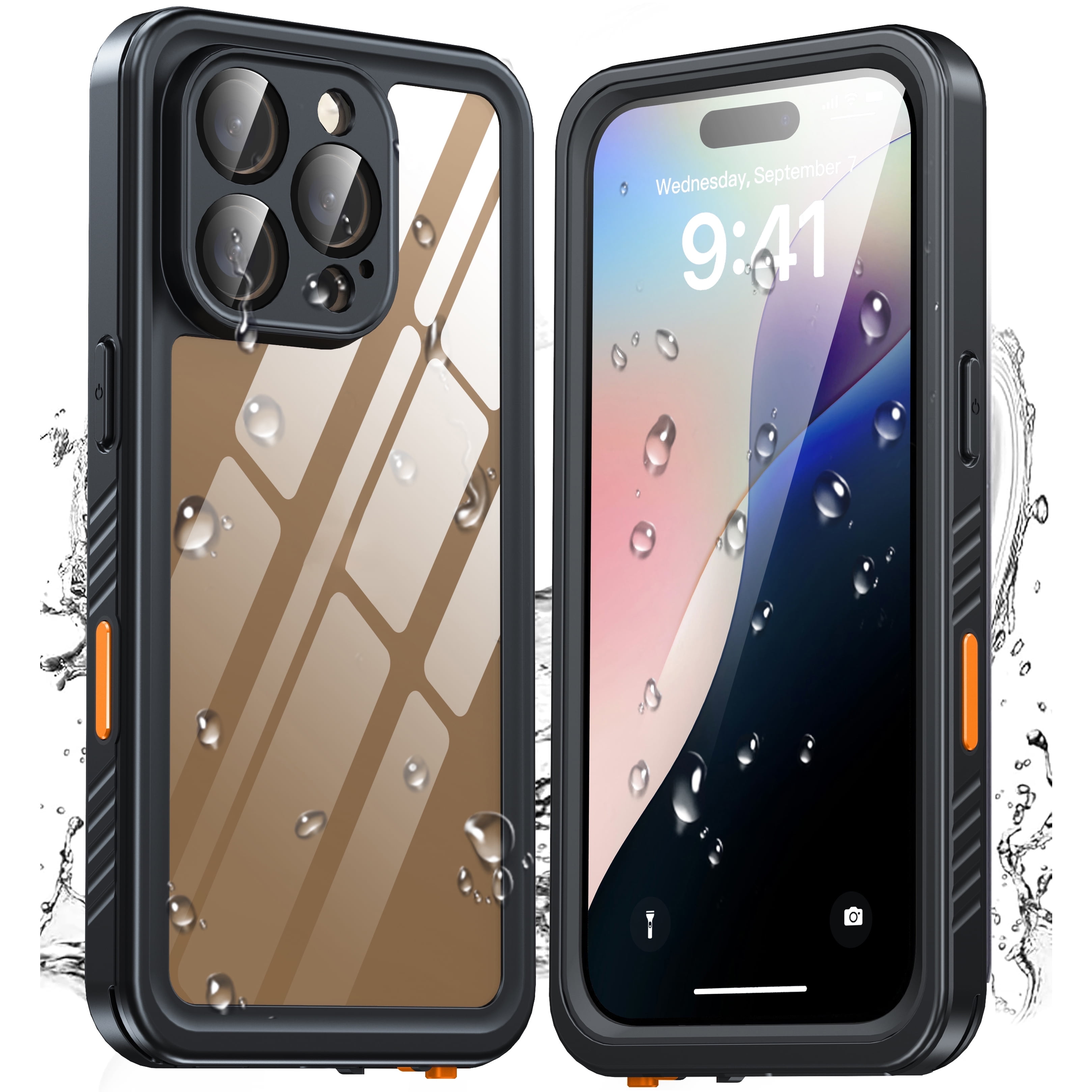 ANTSHARE For iPhone 16 Pro Case, Waterproof Built-in Screen Protector, [12 FT Military Drop Proof] [Full Body Shockproof] [Dustproof] [IP68 Underwater] Phone Case For iPhone 16 Pro 6.3''- Black