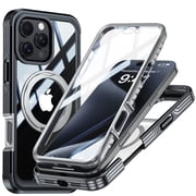 ANTSHARE For iPhone 16 Pro Max Case, Built-in HD Screen Protector & Rotatable Kickstand Ring, Full Body Protective Shockproof Cover For iPhone 16 Pro Max-Black