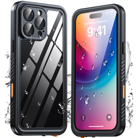 ANTSHARE For iPhone 16 Pro Max Case, IP68 Underwater Built-in Screen Protector, [12 FT Military Drop Proof] [Full Body Shockproof] [Snowproof] Phone Case For iPhone 16 Pro Max 6.9''- Black