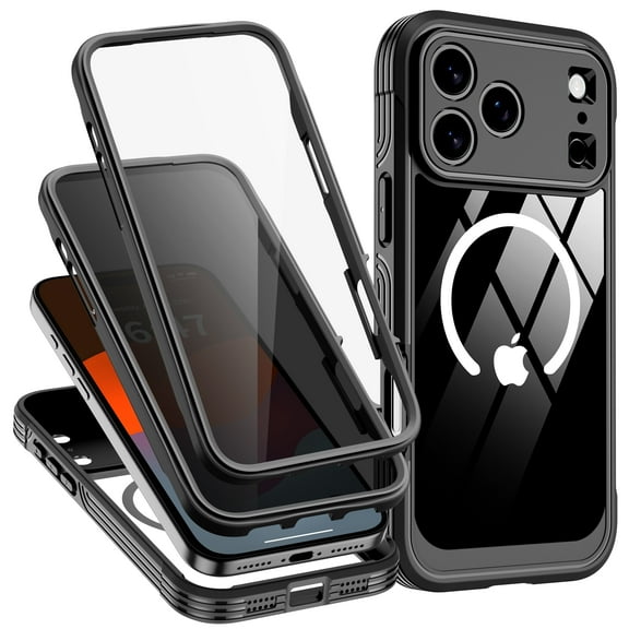 ANTSHARE Magnetic for iPhone 17 Pro Max Case, [Compatible with Magsafe] Built-in 9H & Privacy Screen Protector, [Military Grade Protection] Shockproof Anti Spy iPhone 17 Pro Max Phone Case, Black