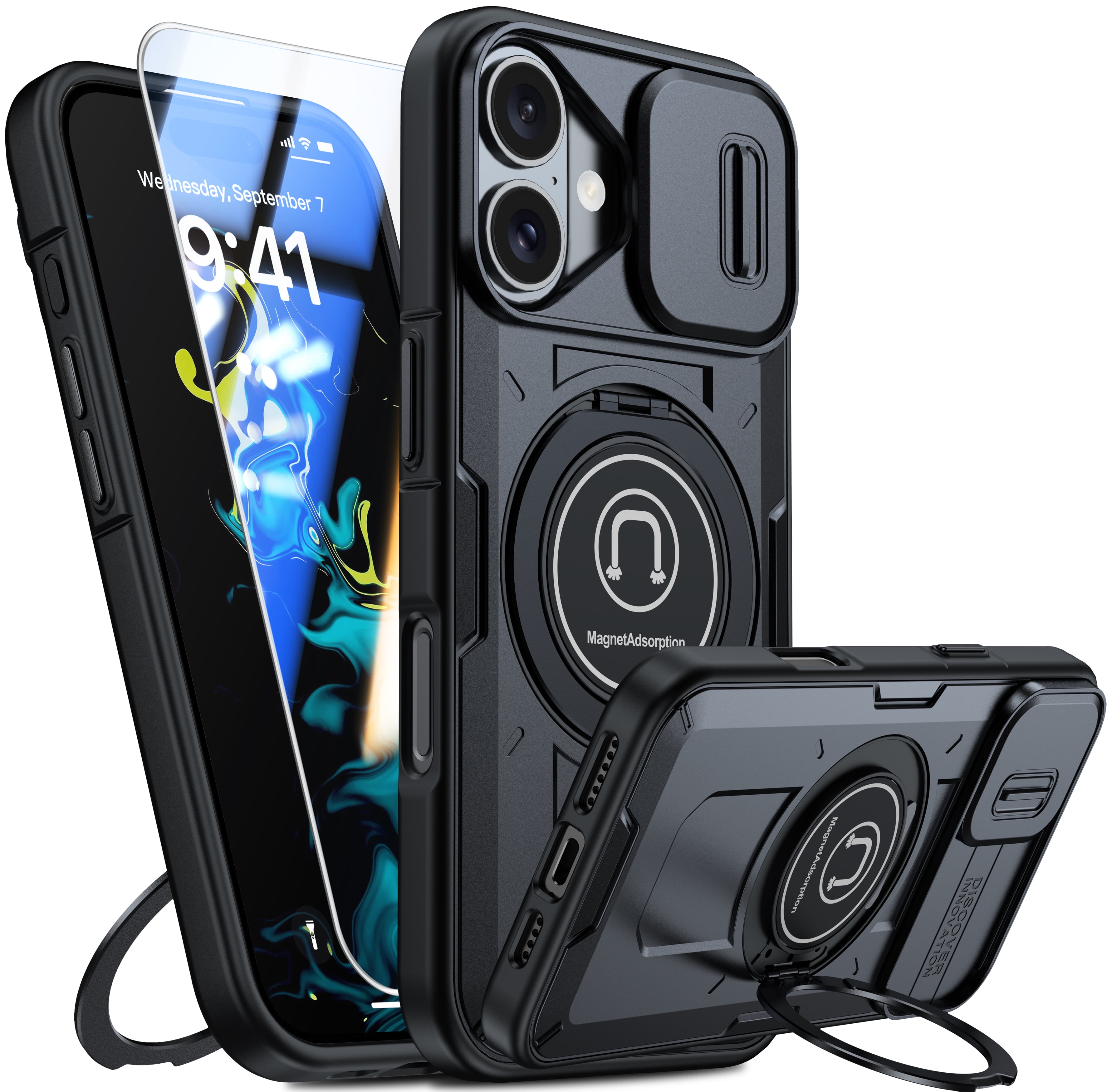 Camera Protector Box ANTSHARE For iphone 16 Case, Built in Slide Camera Cover & Rotatable ...
