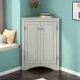 thumbnail image 1 of ANTSKU Corner Cabinet with Doors, Corner Bathroom Storage Cabinet with 2 Adjustable Shelves, Bathroom Floor Corner Cabinet for Kitchen, Bathroom, Living Room (Gray), 1 of 9