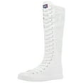 thumbnail image 1 of ANUFER Girls Womens Fashion Knee High Lace-Up Canvas Boots Pure White Zip Dance Boots Lace SN815 US8.5, 1 of 7