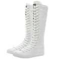 thumbnail image 1 of ANUFER Girls Womens Fashion Knee High Lace-Up Canvas Boots Pure White Zip Dance Boots SN811 US7, 1 of 7