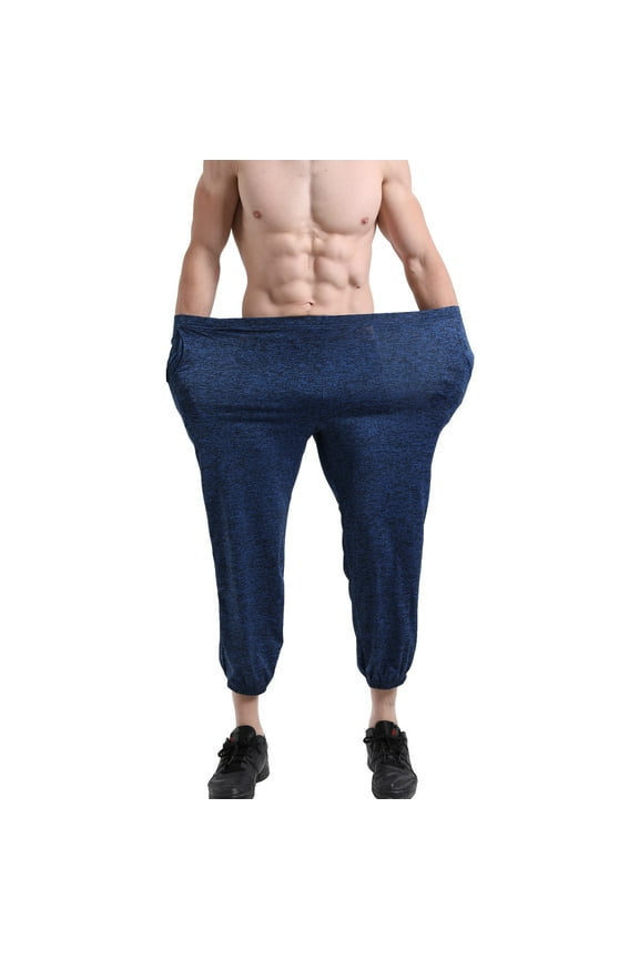 Mens Stretchy Loose Fit Casual Track Pants Outdoor Lightweight Thin Sweatpants Plus Size Blue SN070869 4XL