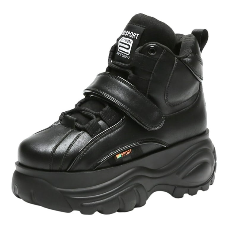 ANUFER Women's Goth Punk High Top Platform Chunky Sneakers, Black