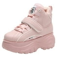 thumbnail image 1 of ANUFER Women's Goth Punk High Top Platform Chunky Sneakers Lace Up Wedgel Heel Dad Shoes Pink SN02924 US6.5, 1 of 7