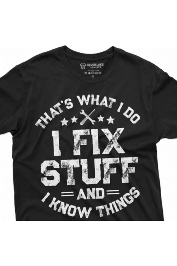 1Pc, Men'S "I Fix Stuff" Graphic T-Shirt - Funny Mechanical Unisex S-5XL Hot Trending Shirt, Vintage Birthday Gift
