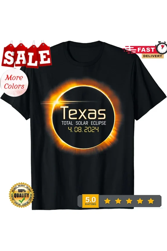 2024 Solar Eclipse Texas State Usa Totality T-Shirt Unisex S-5XL Hot Trending Shirt, Vintage Birthday Gift