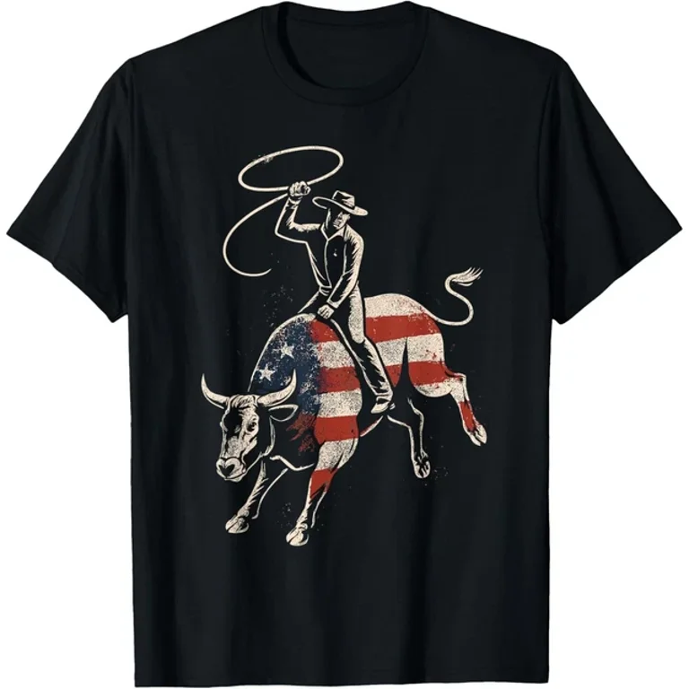 ANUNSHIRT American Rodeo Bull Rider Usa Flag Patriotic Western
