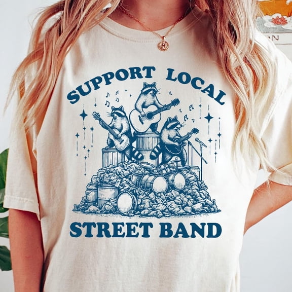 ANUNSHIRT Animal Shirt, Support Local Street Band, Funny Shirt, Oversized Trendy Graphic Tee, Music Lover Gift Unisex S-5XL Hot Trending Shirt, Vintage Birthday Gift