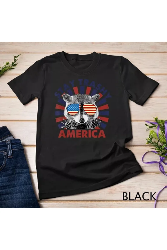 Animal Stay Trashy Patriotic Panda America 4Th Of July T-Shirt Unisex S-5XL Hot Trending Shirt, Vintage Birthday Gift