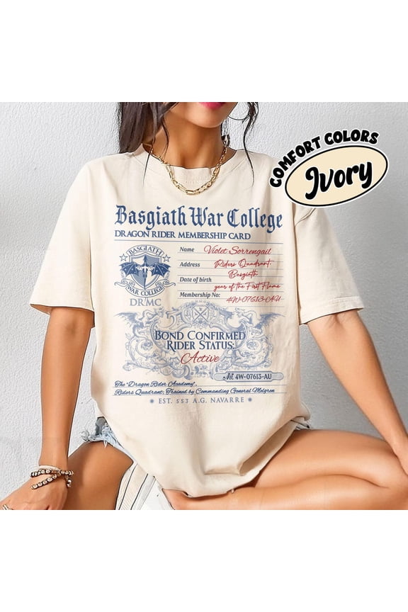 Basgiath War College Tshirt, Dragon Rider Membership Card Tee, Fourth Wing Series Bookish Merch, Gift For Book Lover Unisex S-5XL Hot Trending Shirt, Vintage Birthday Gift