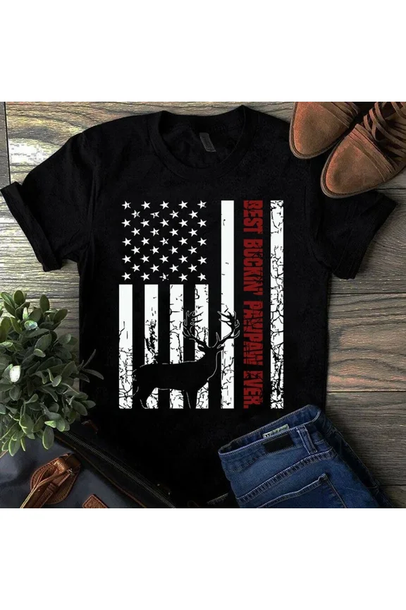 Best Bucking Pawpaw Ever Usa Flag Hunting Deer Dad Gift Tshirt Unisex S-5XL Hot Trending Shirt, Vintage Birthday Gift