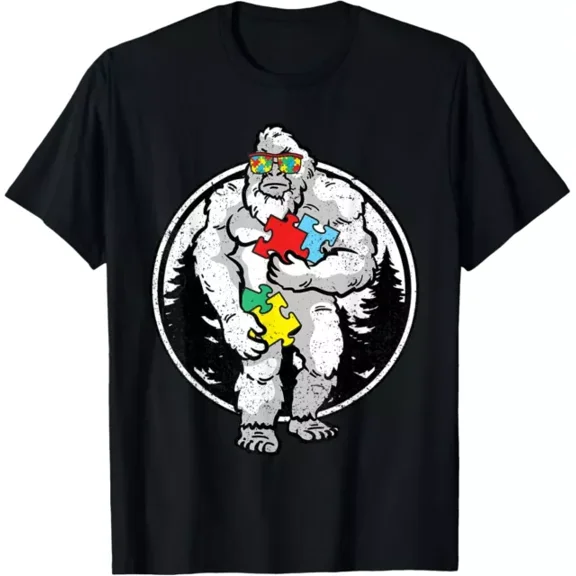 ANUNSHIRT Bigfoot Autism Awareness Puzzle Piece Autistic Warrior T-Shirt Unisex S-5XL Hot Trending Shirt, Vintage Birthday Gift