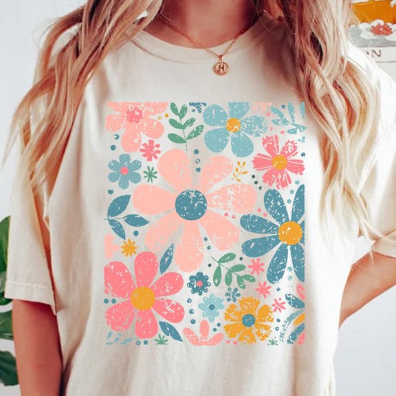 ANUNSHIRT Boho Wildflowers, Flowers Shirt, Womens Graphic Tee, Floral Shirt, Nature Lover Gift, Cottagecore Shirt, Boho Summer Shirt Unisex S-5XL Hot Trending Shirt, Vintage Birthday Gift