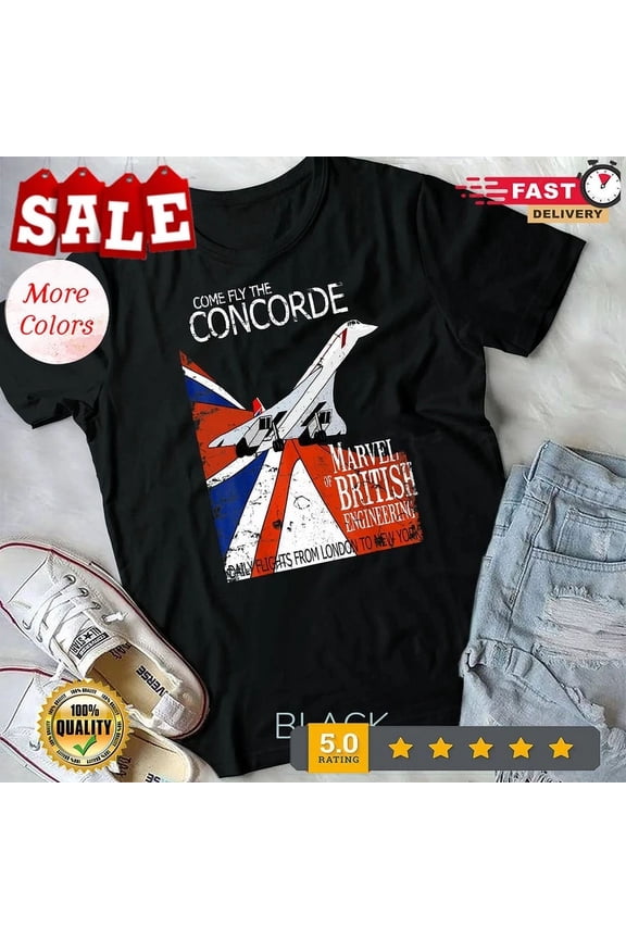 Concorde Retro Vintage British Aircraft Travel Pilot T-Shirt Unisex S-5XL Hot Trending Shirt, Vintage Birthday Gift