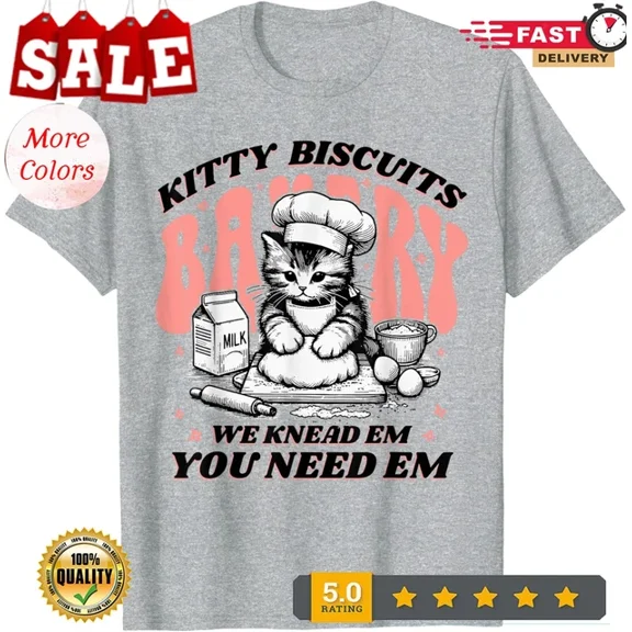 ANUNSHIRT Cute Kitty Biscuits Bakery Funny Cat Lovers Baking T-Shirt Unisex S-5XL Hot Trending Shirt, Vintage Birthday Gift