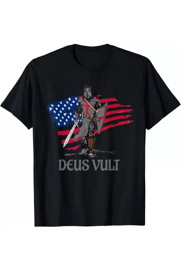 Distressed Deus Vult Crusader, God Wills It T-Shirt Unisex S-5XL Hot Trending Shirt, Vintage Birthday Gift