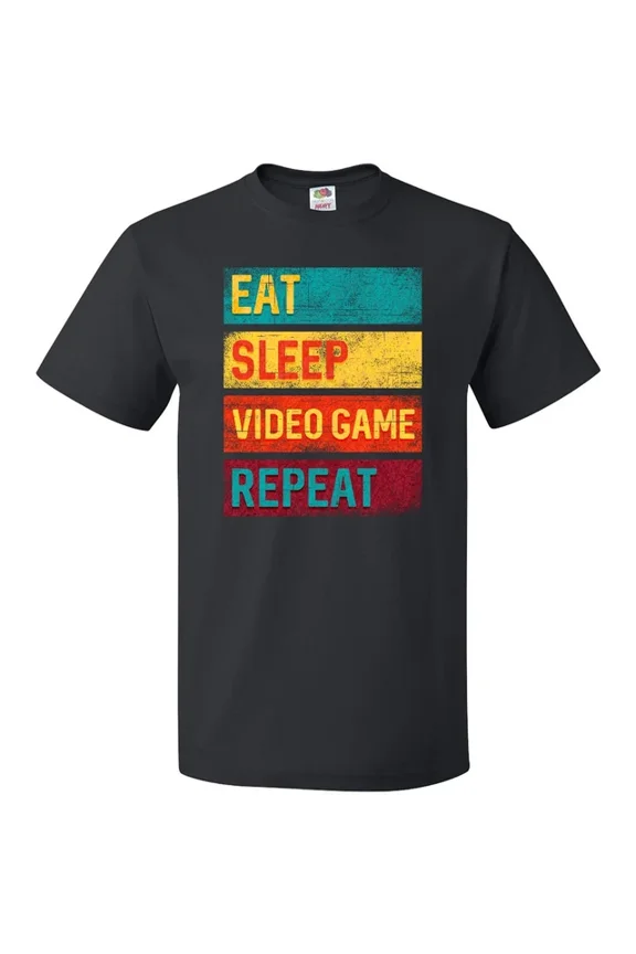 Eat Sleep Video Game Repeat T-Shirt Games Gamer Recreation Mens Unisex S-5XL Hot Trending Shirt, Vintage Birthday Gift
