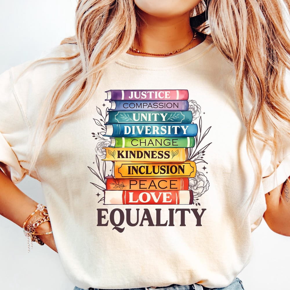 ANUNSHIRT Equal Rights Shirt, Book Flower Shirt, Social Justice T-Shirt ...