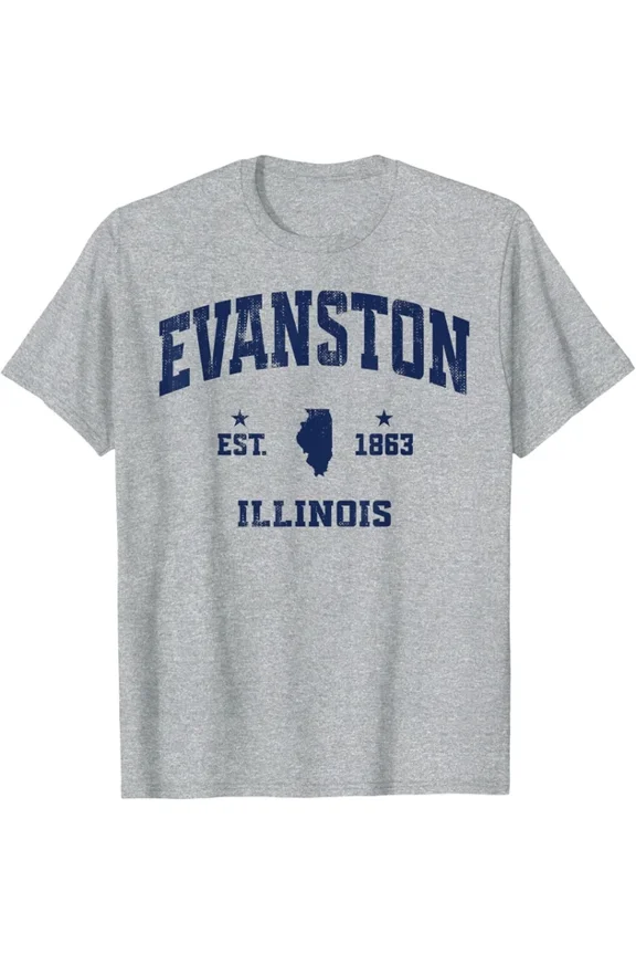ANUNSHIRT Evanston Illinois Il Vintage State Athletic Throwback T-Shirt Unisex S-5XL Hot Trending Shirt, Vintage Birthday Gift
