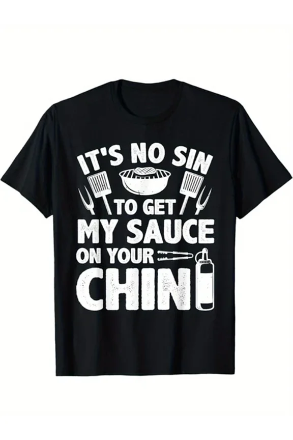 Funny Bbq Printed Cotton Graphic T-Shirt, Casual Short Sleeve Crew Unisex S-5XL Hot Trending Shirt, Vintage Birthday Gift