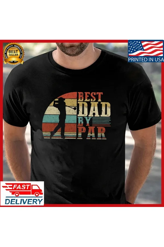 Funny Golf Dad Shirt, Best Dad By Par Vintage Sunset Shirt, Father'S Da... Unisex S-5XL Hot Trending Shirt, Vintage Birthday Gift