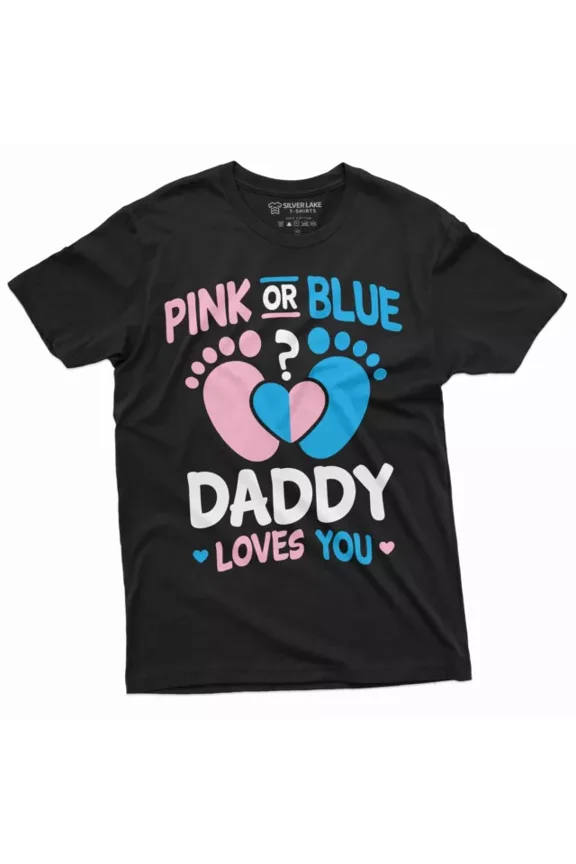 Gender Reveal Shirt Pink Or Blue Daddy Loves You Tee Baby Announcement T-Shirt Unisex S-5XL Hot Trending Shirt, Vintage Birthday Gift
