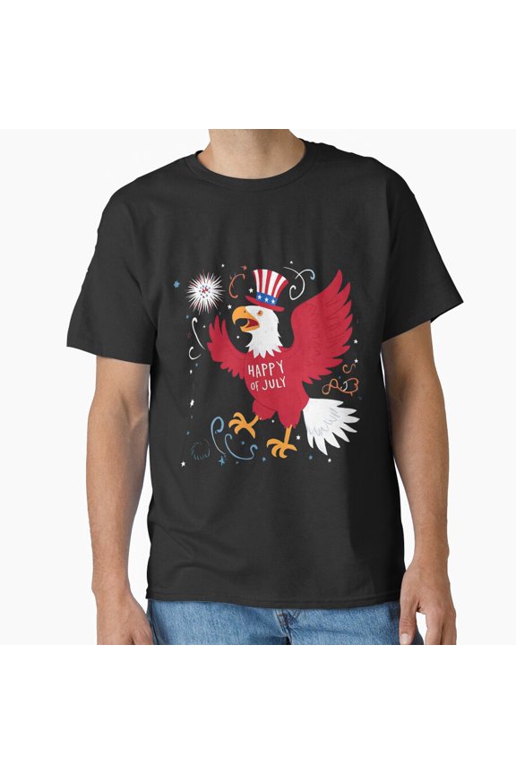 Happy 4Th Of July Eagle Paint Art 3D Model Classic T-Shirt, Gift For Patriotic, Independence Day Shirt, Red White Blue Shirt, Unisex S-5XL Hot Trending Shirt, Vintage Birthday Gift
