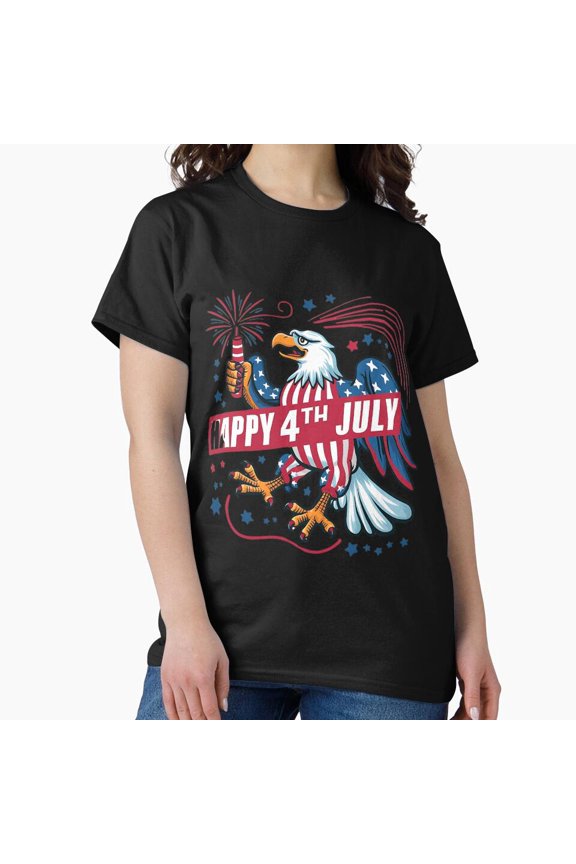 Happy 4Th Of July Eagle Paint Art 3D Model Classic T-Shirt, Gift For Patriotic, Independence Day Shirt, Red White Blue Shirt, Unisex S-5XL Hot Trending Shirt, Vintage Birthday Gift