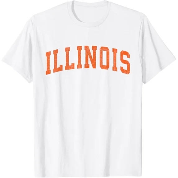 ANUNSHIRT Illinois Il Vintage Athletic Sports Design Orange Style T-Shirt Unisex S-5XL Hot Trending Shirt, Vintage Birthday Gift