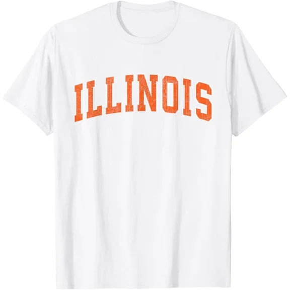 ANUNSHIRT Illinois Il Vintage Athletic Sports Design Orange Style T-Shirt Unisex S-5XL Hot Trending Shirt, Vintage Birthday Gift